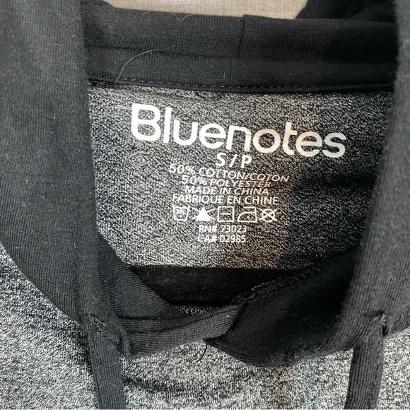 Bluenotes Hooded Long Sleeve Tee Sz Small Two Tone Gray Black - Picture 6 of 9